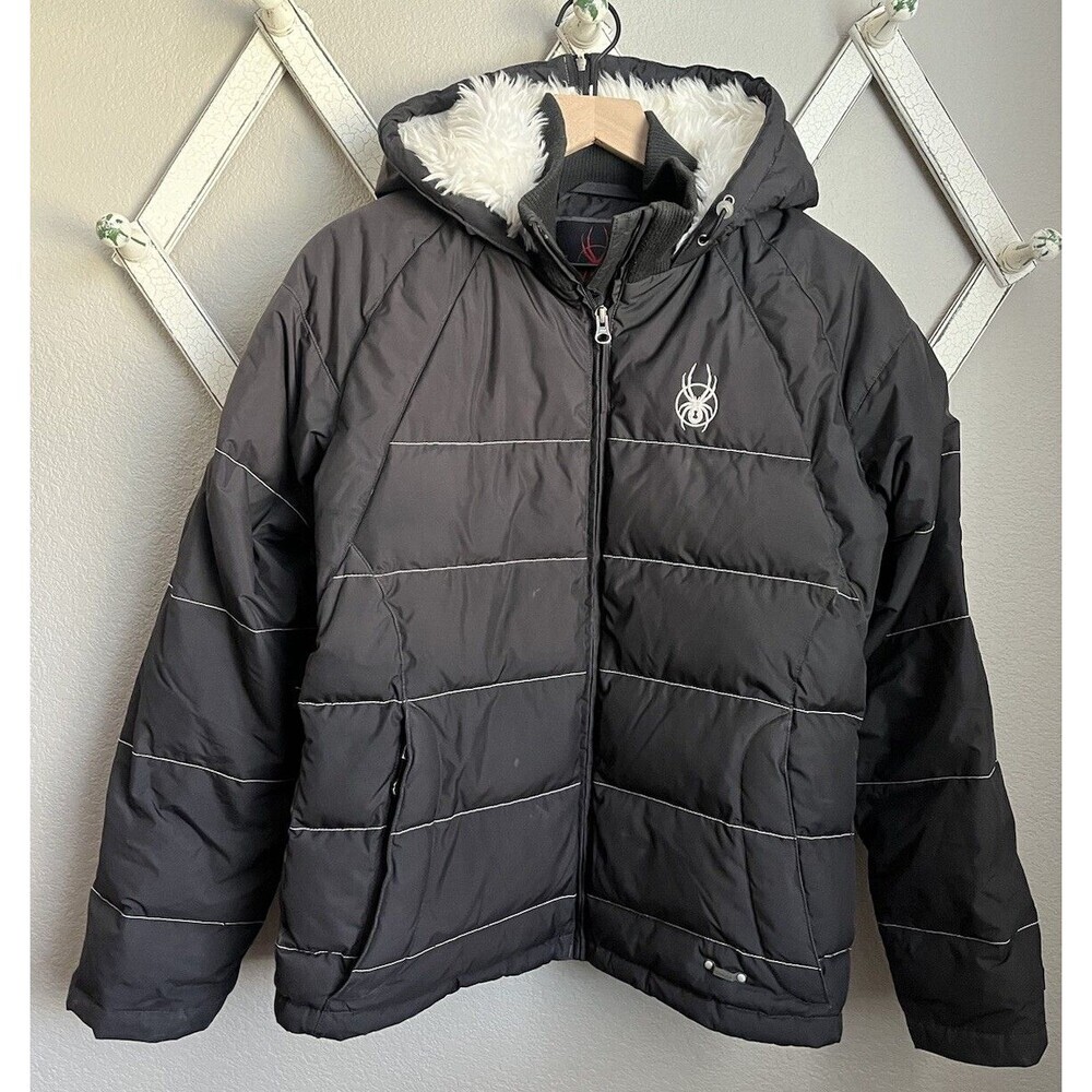 Spyder XTL Women's 10 US Ski Team Goose Down Hooded Puffer Jacket - Black